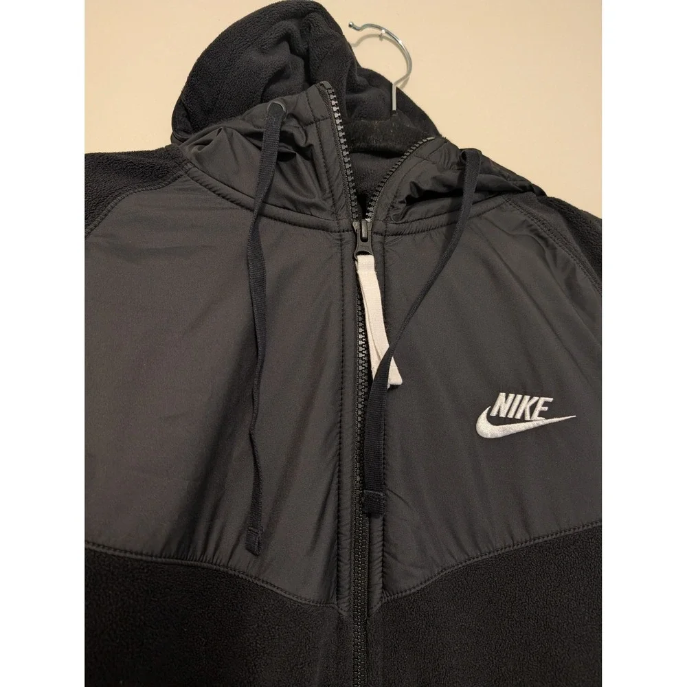 Nike NSW Winterized Polar Fleece Full Zip Hoodie Mens Large Black Windrunner